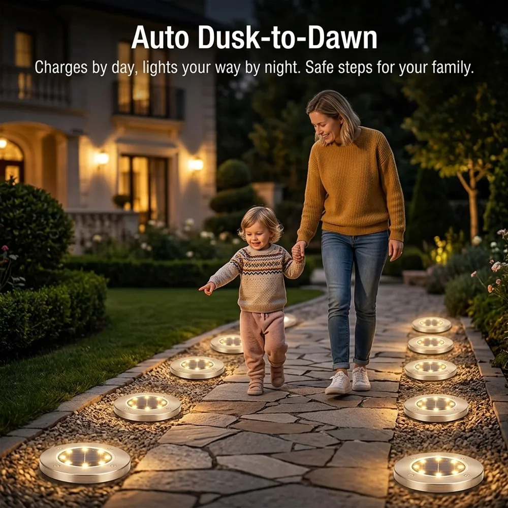 Solar Ground Lights: Light up your driveway edges with low-profile LEDs that won't interfere with your lawnmower. 🚜