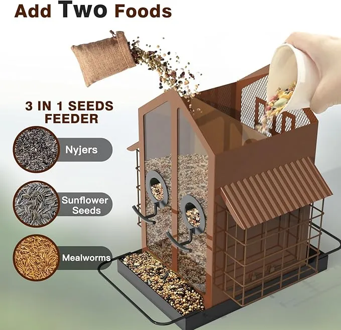 🐦 Outdoor Bird Feeder with Dual Suet Cages