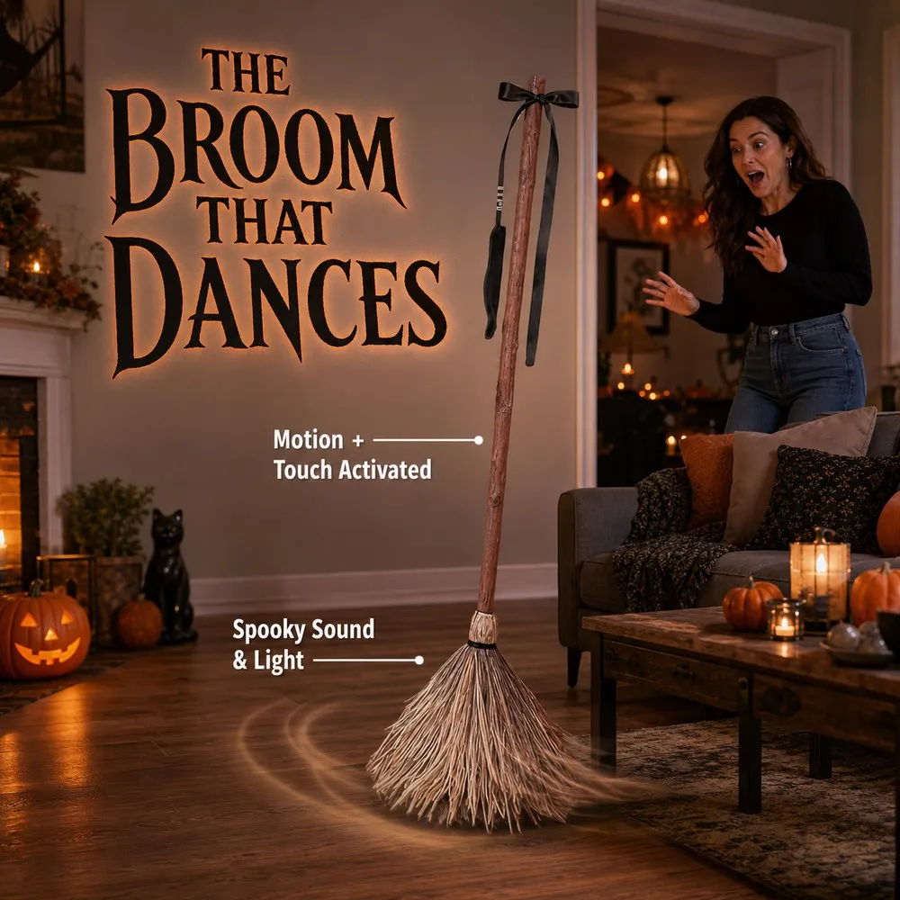 Dancing Witch Broom – Motion-Activated Halloween Prop