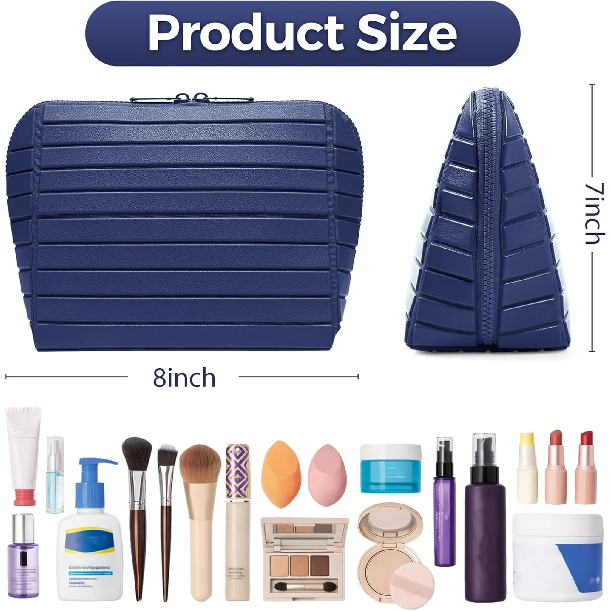 👝Striped Shell Cosmetic Bag