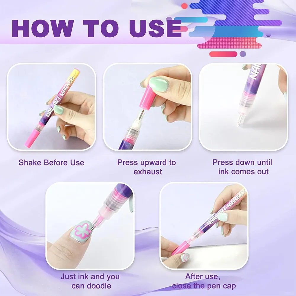 Nail Art Pen Set: Create professional, salon-style designs at home with the precision of a fine-tip pen. 💅