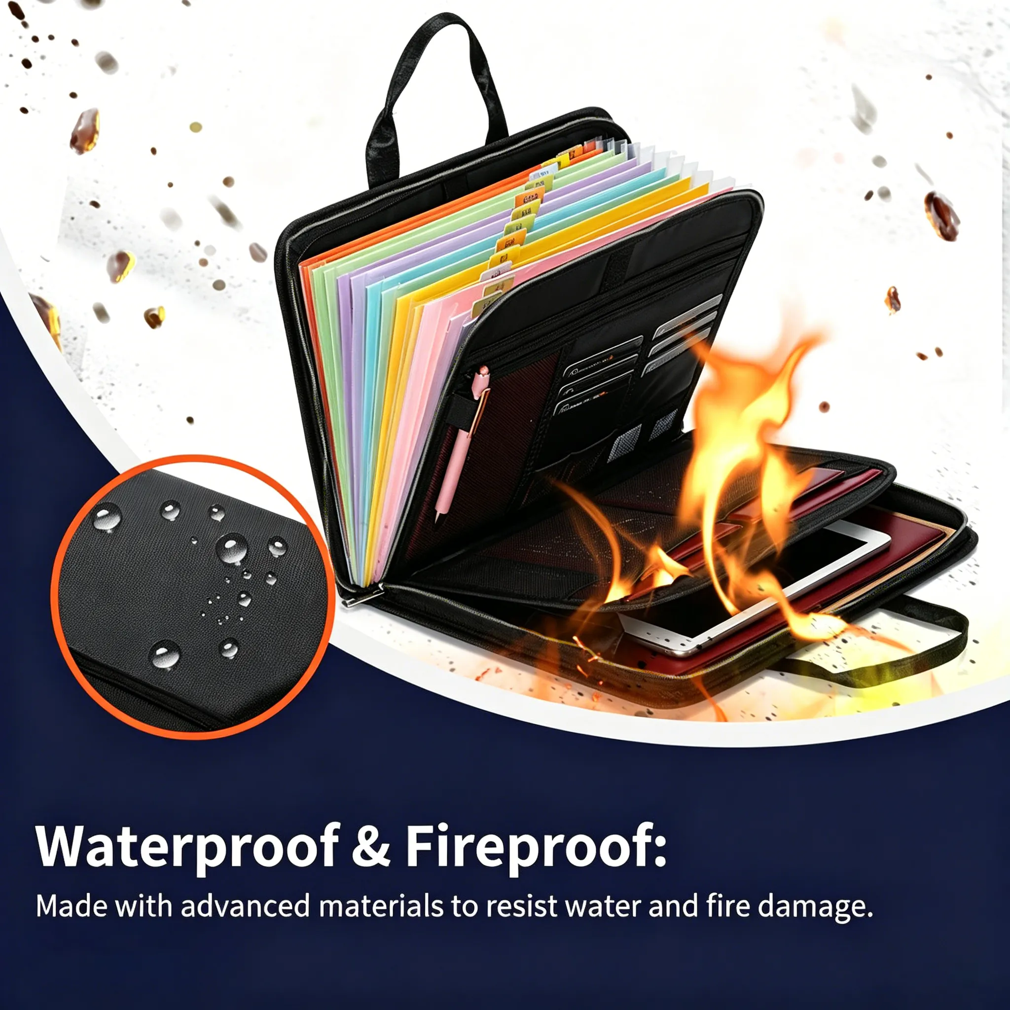 🔥 Fire-Resistant Document Folder: Categorize your essential paperwork with labeled tabs and dual-layer fire protection. 🏷️