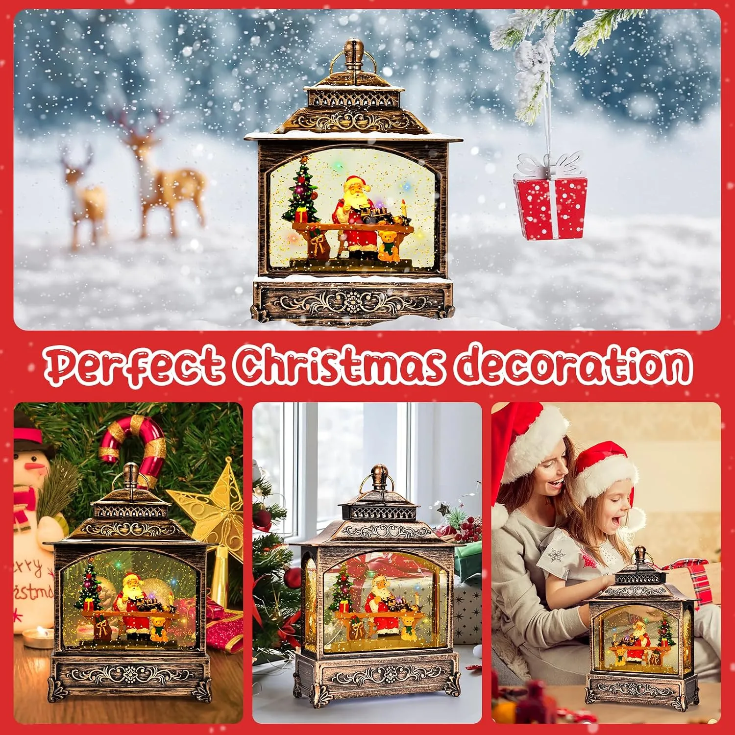 Christmas Musical Swirling Snow Lantern