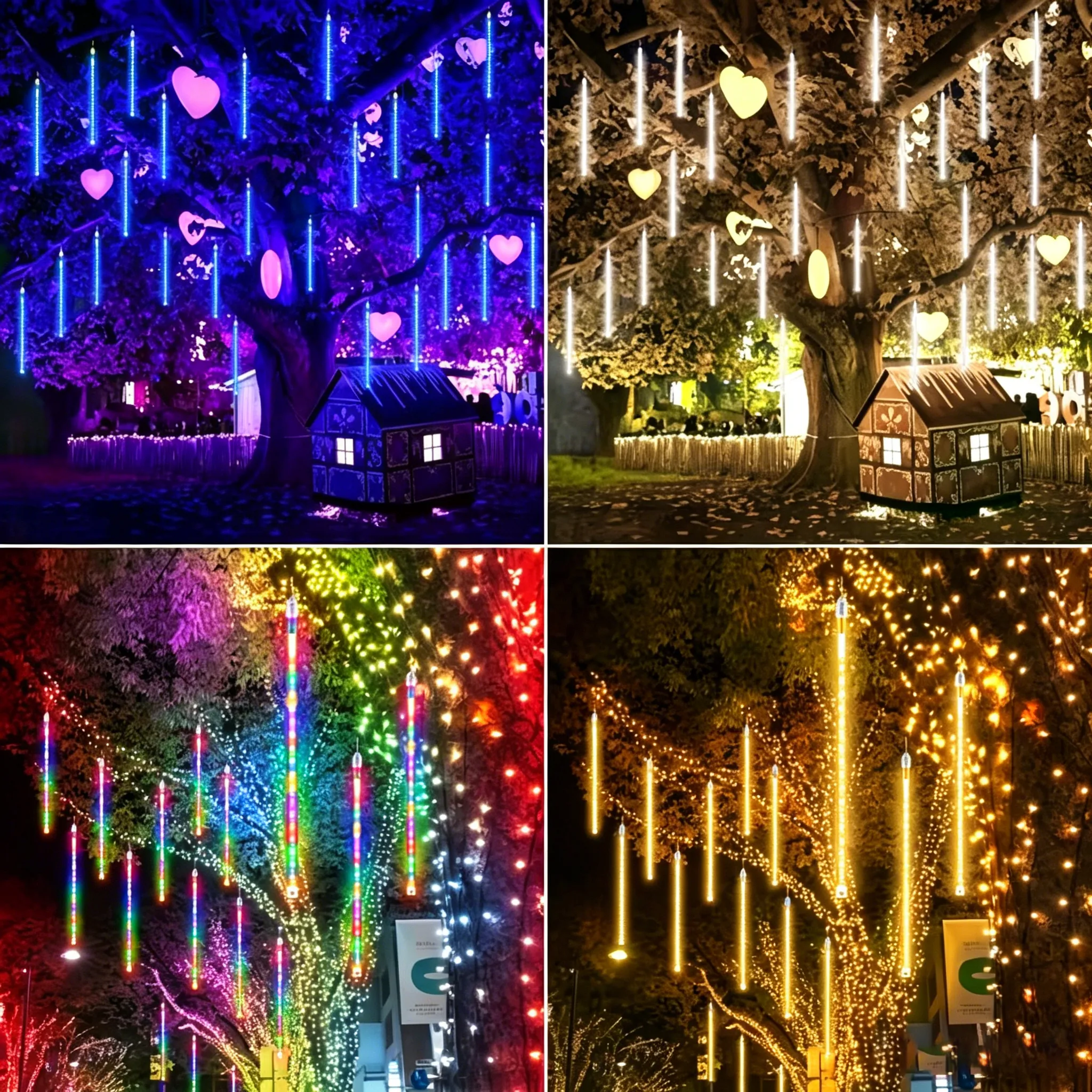 ✨ Meteor Shower LED Light Strings – Waterproof Outdoor Falling Rain Lights