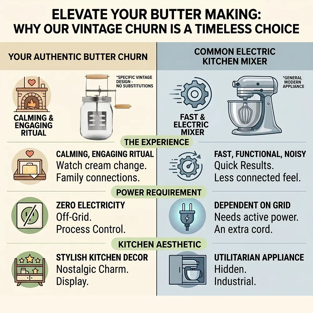 🧈 Hand-Crank Butter Maker: Skip the store-bought additives and enjoy pure, homemade flavor. 🥖