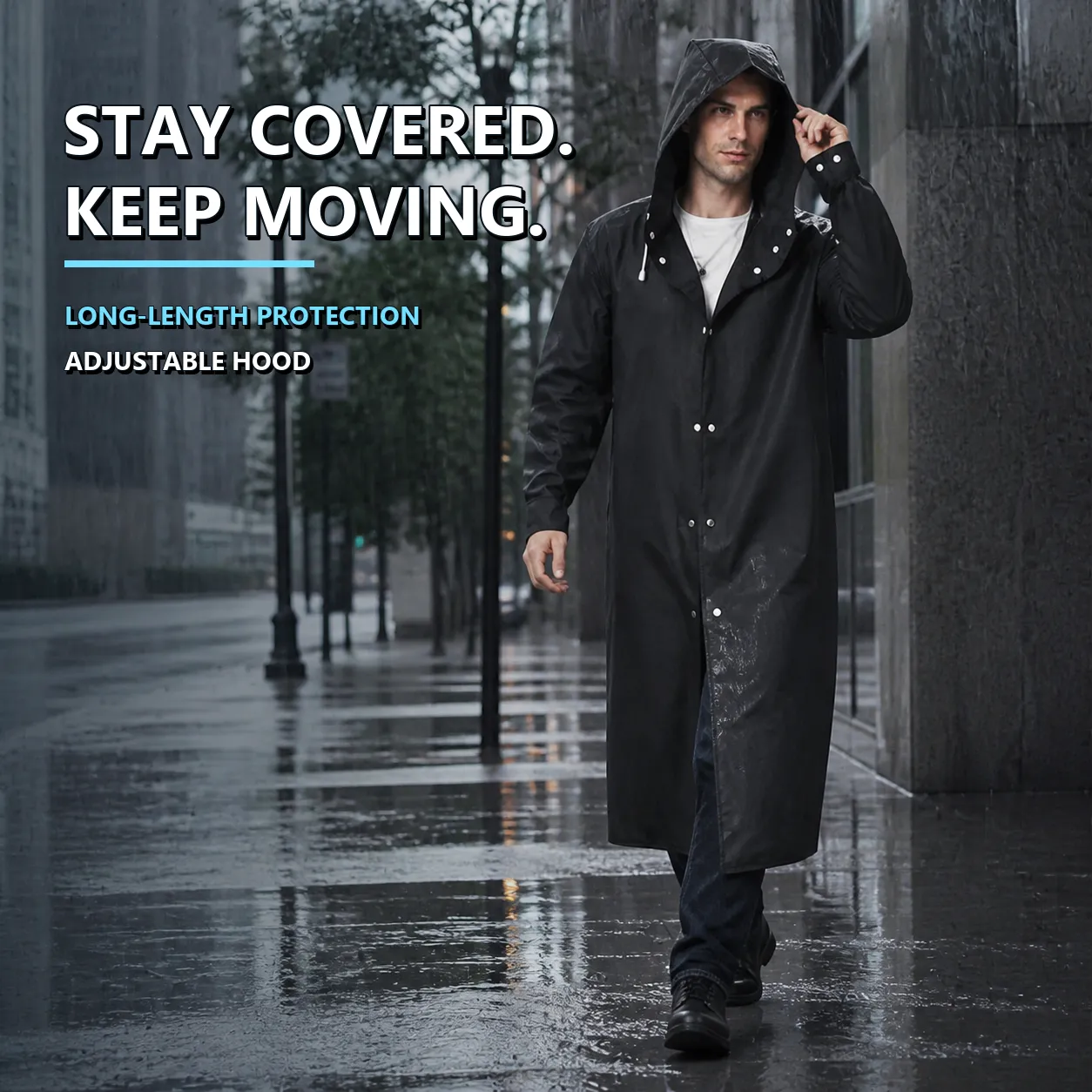 Long-Coverage Hooded Raincoat