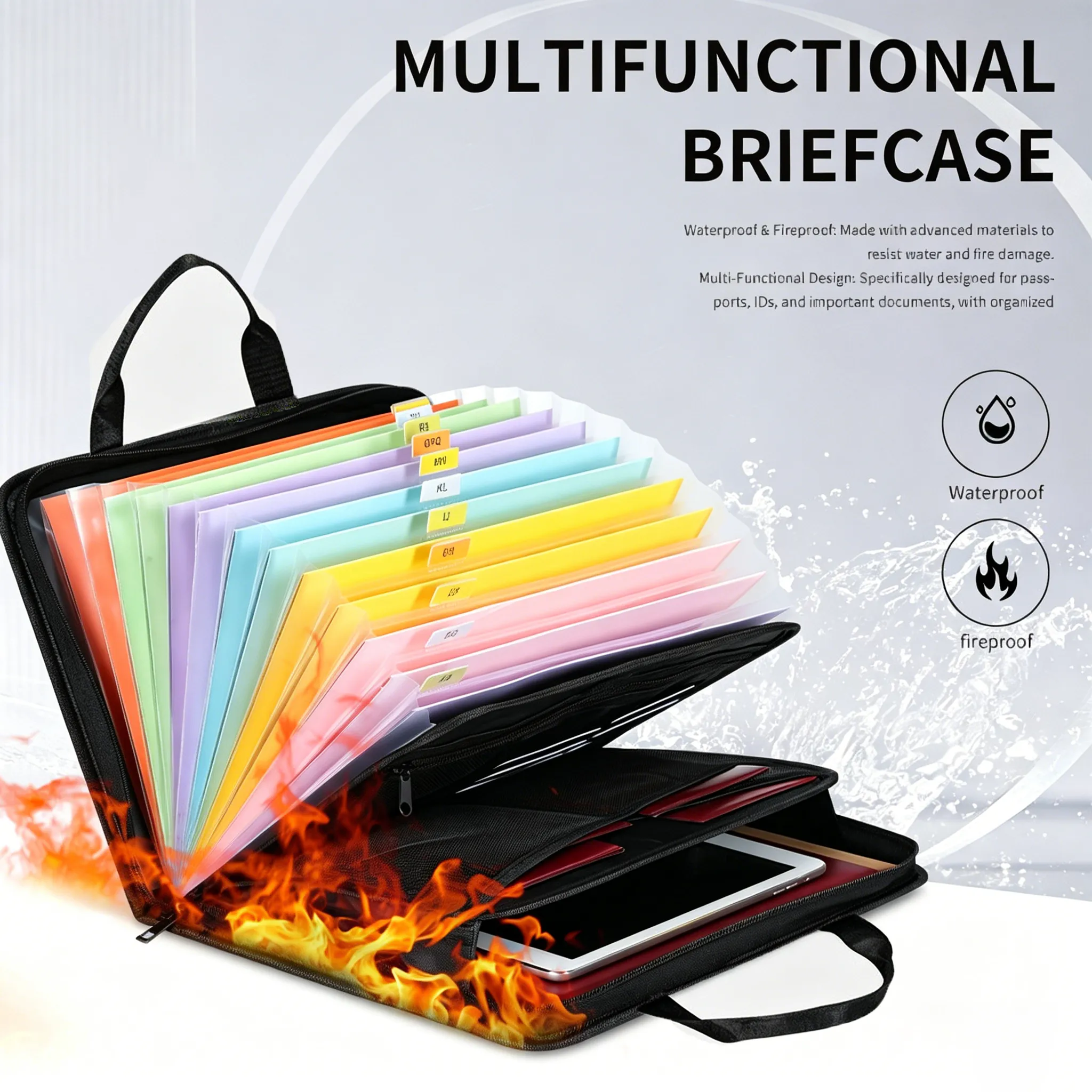 🔥 Fire-Resistant Document Folder: Categorize your essential paperwork with labeled tabs and dual-layer fire protection. 🏷️