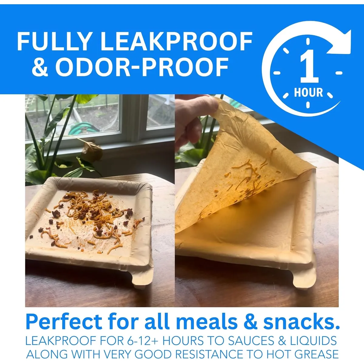 Peel-Away Disposable Dinner Plates – 24 CM Square Layered Paper Tray Set
