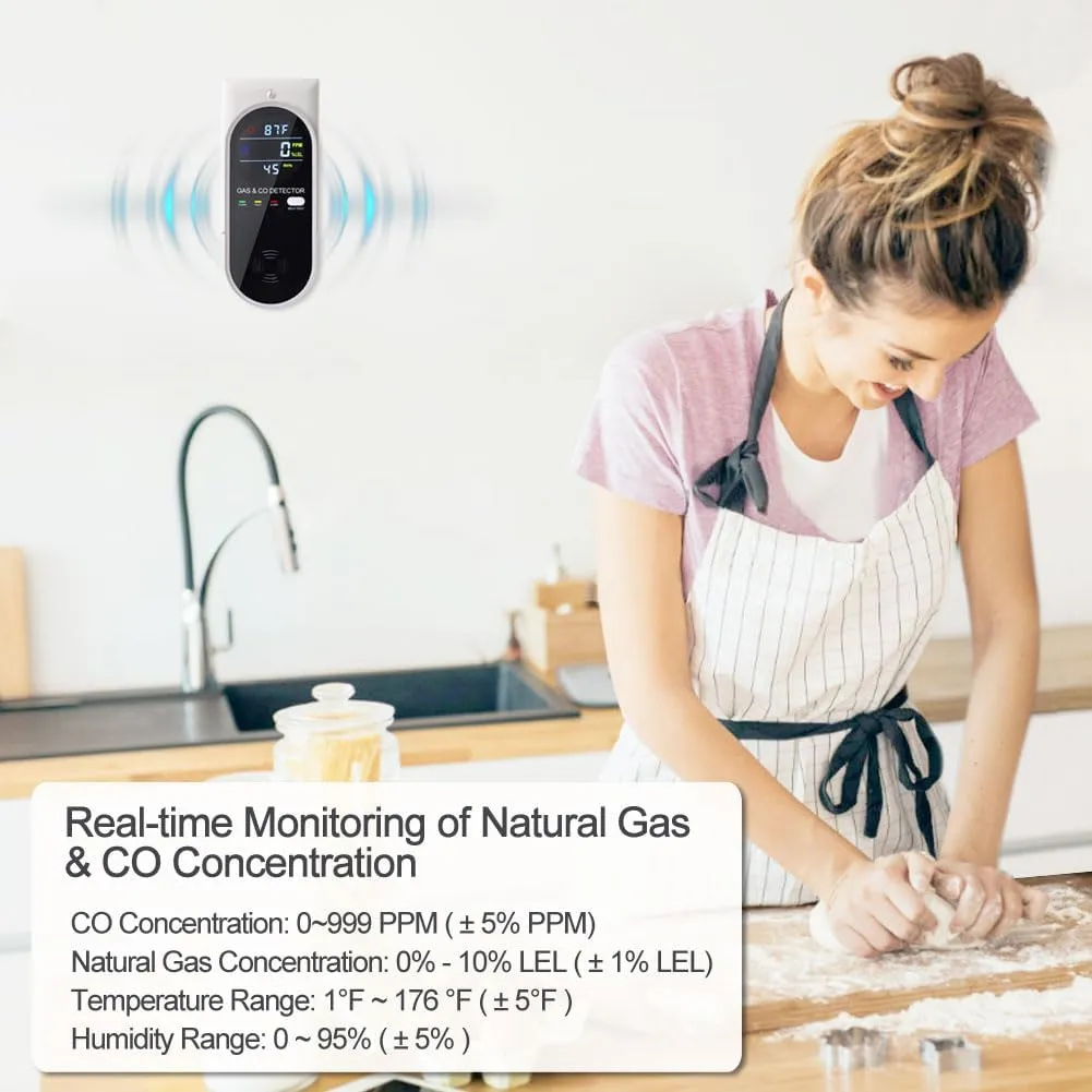 🔥 Plug-In Gas Leak Detector with Temperature & Humidity Monitor