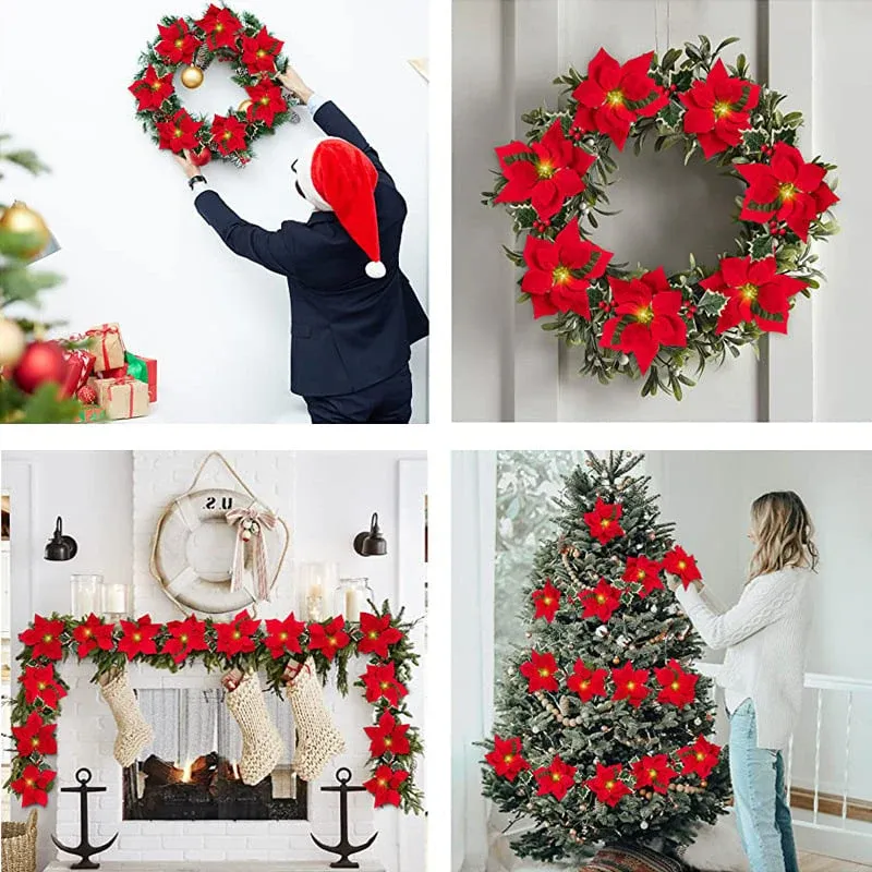 🎄✨ Christmas Poinsettia LED Garland String Lights