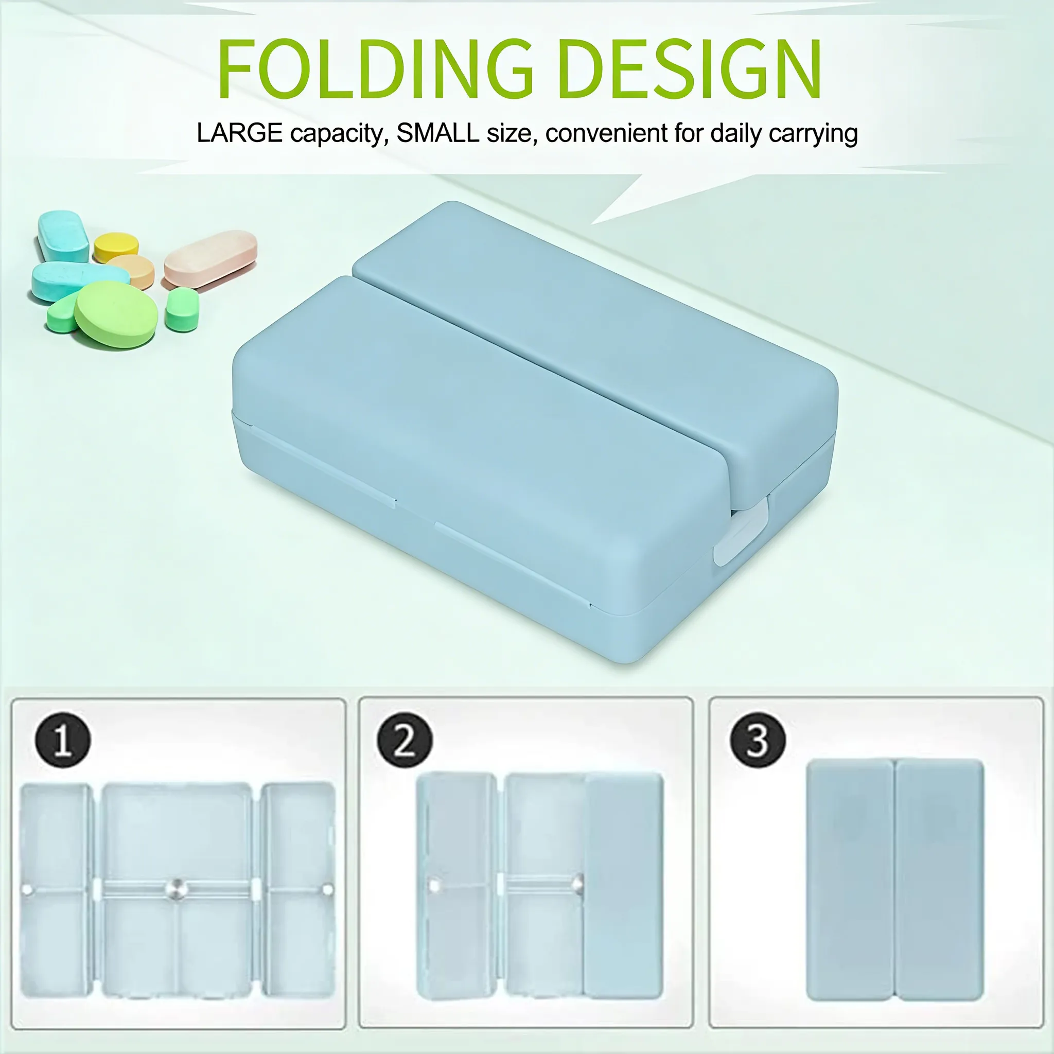 💊Weekly Magnetic Pill Organizer: Magnetic quick-access design that opens effortlessly without straining your fingers. 🧲