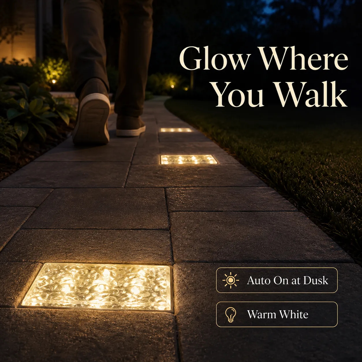 Solar Glass Brick Path Lights