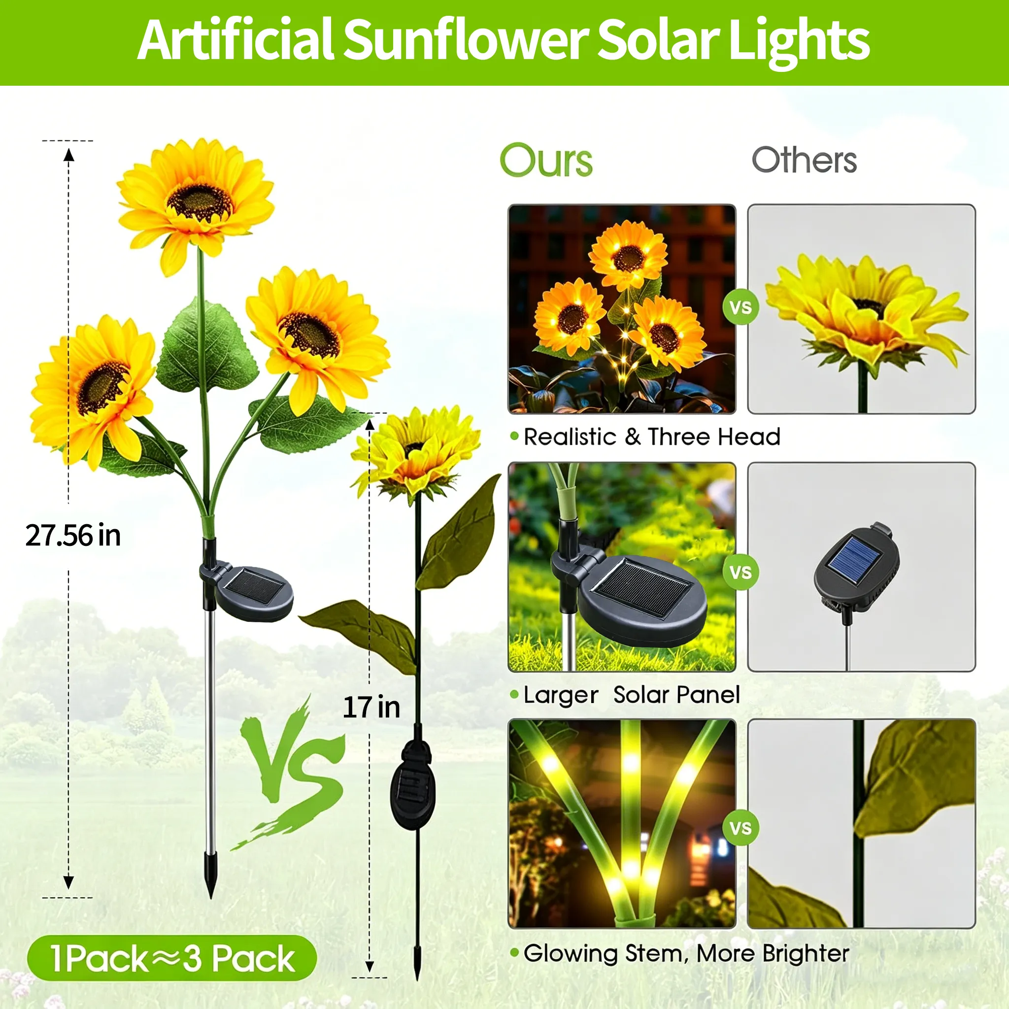 🌻 Artificial Sunflower Solar Lights – Outdoor Garden Stake Lights