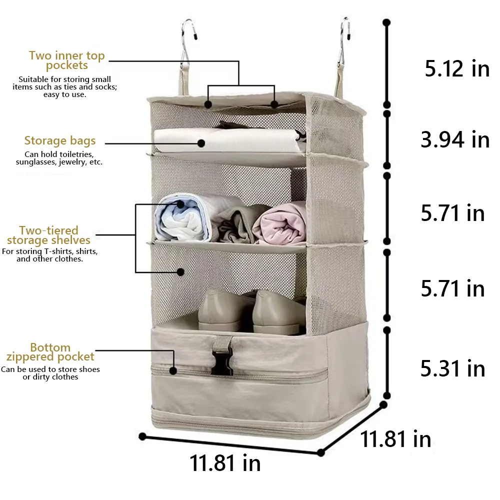 🧳 Travel Hanging Closet Organizer Bag with Hooks & Compression Straps