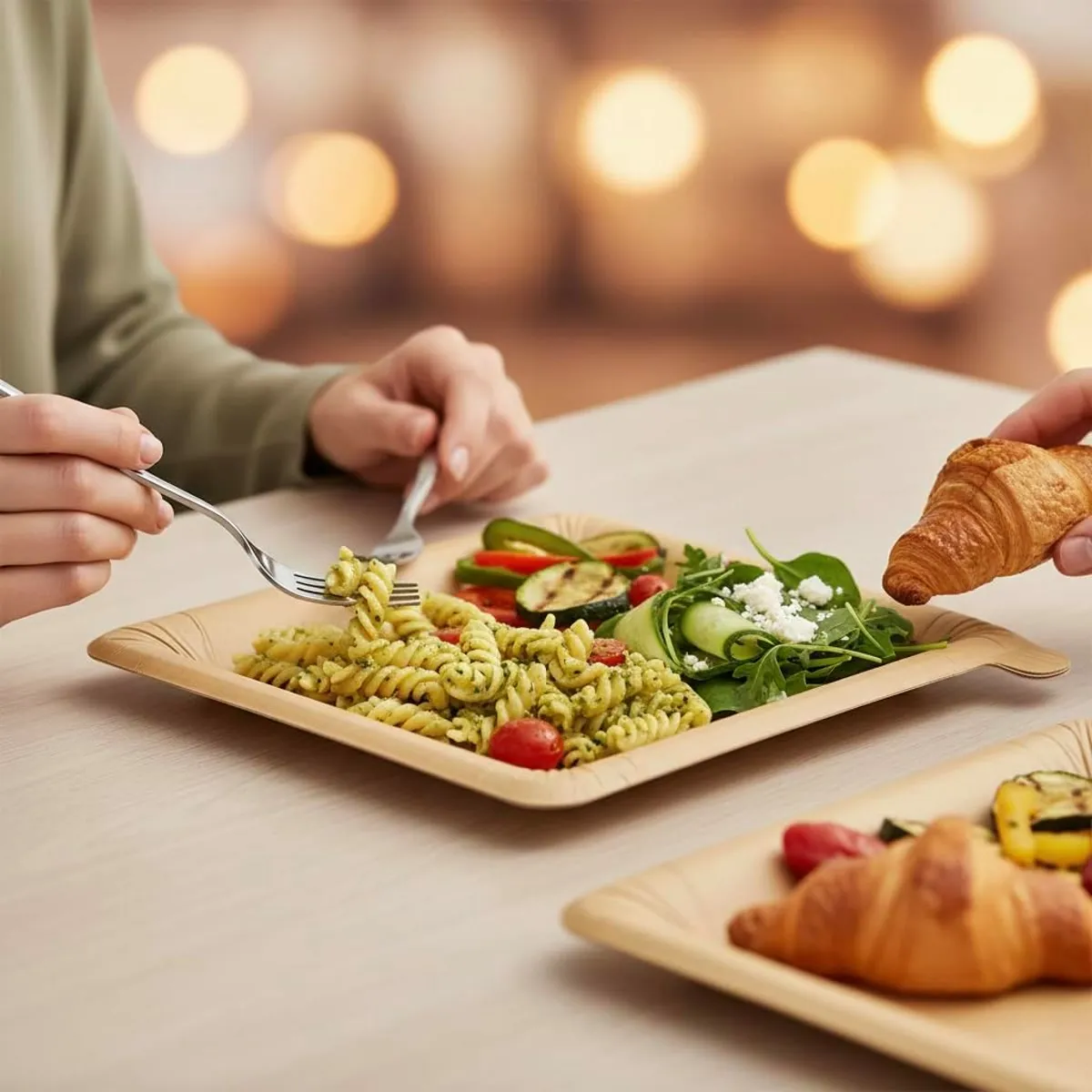 Peel-Away Disposable Dinner Plates – 24 CM Square Layered Paper Tray Set