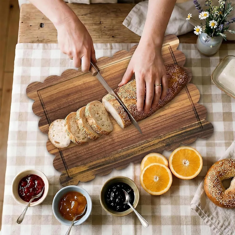 🌿3-Piece Acacia Wood Fan-Shaped Cutting Board Set
