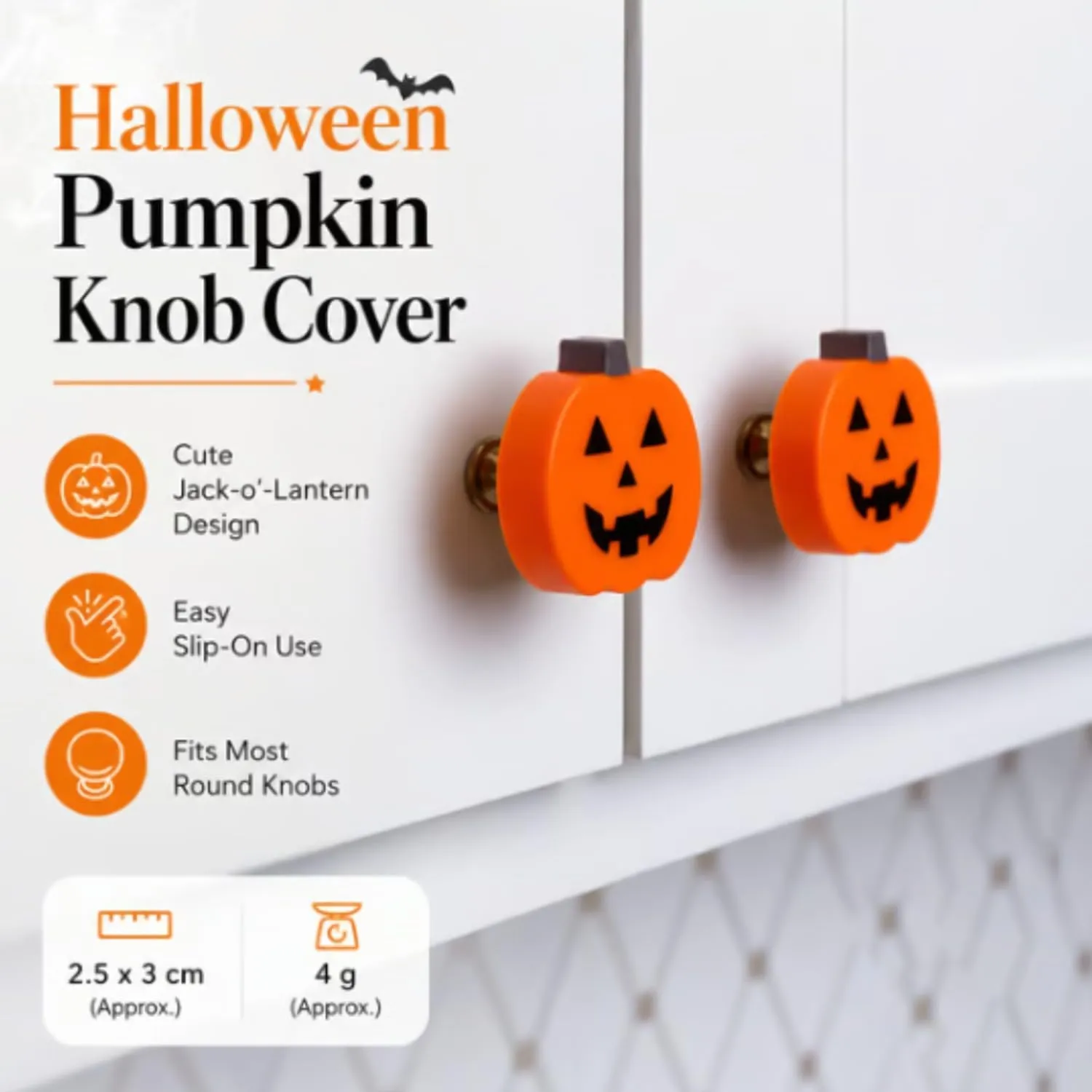 Halloween Pumpkin Knob Covers — 2-Piece Set