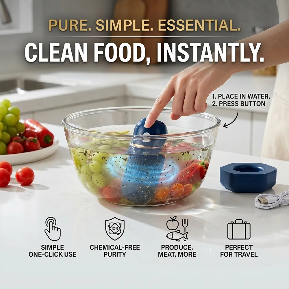 Portable Ultrasonic Fruit & Vegetable Washer – Wireless USB Rechargeable Food Purifier