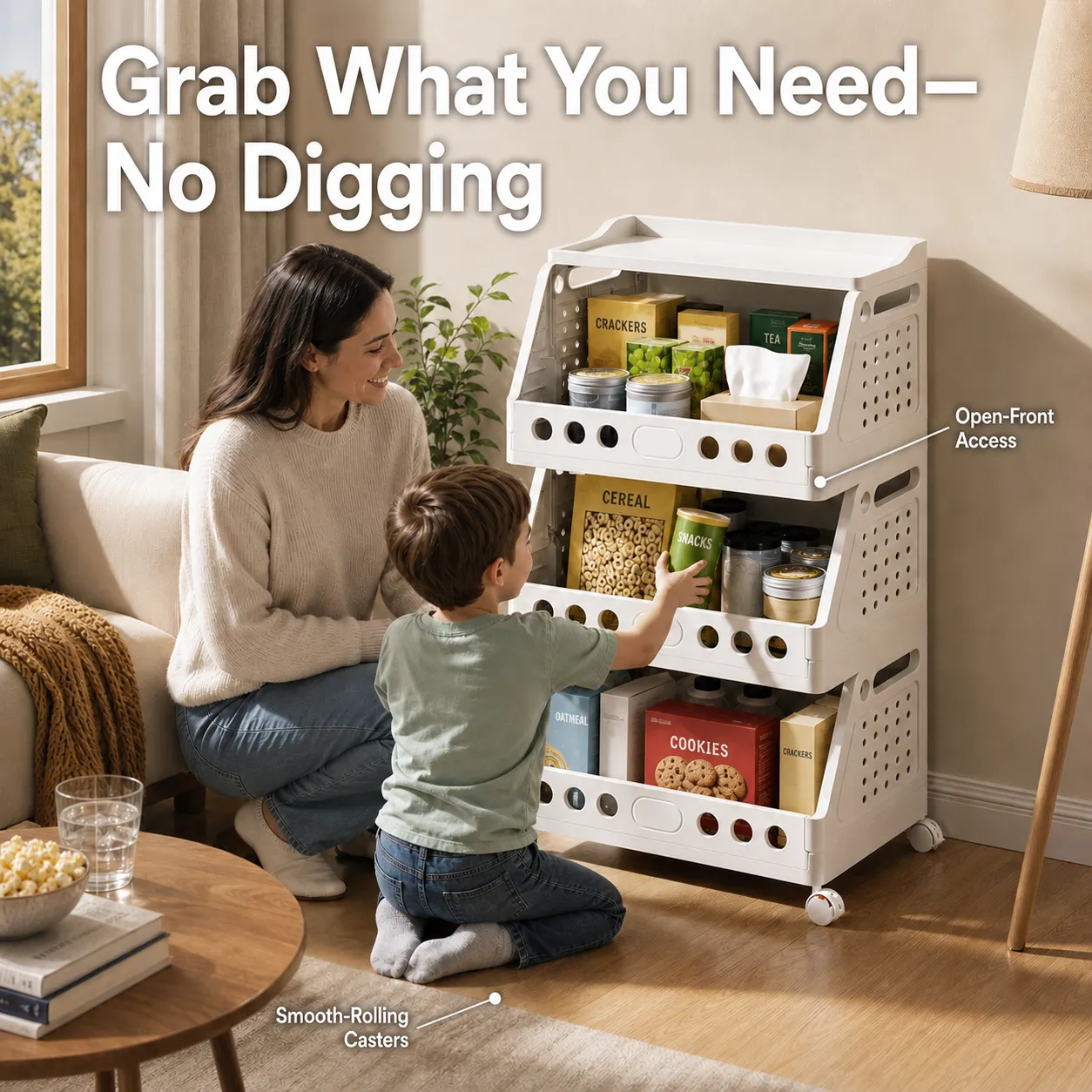 Stack & Roll Easy-Access Storage Cart
