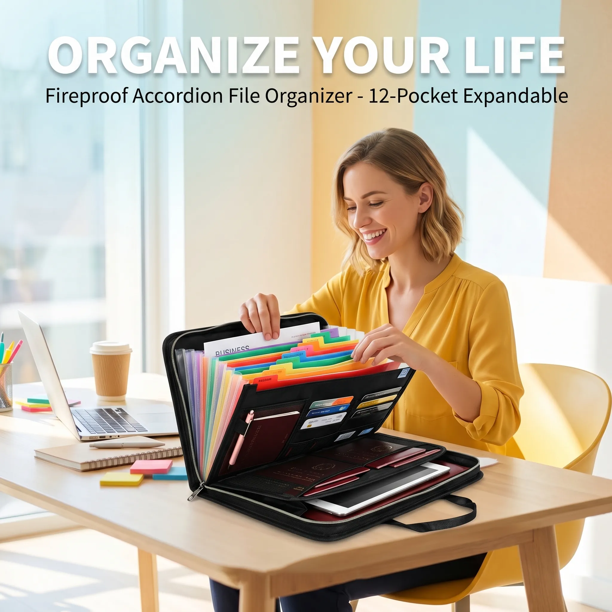 🔥 Fire-Resistant Document Folder: Categorize your essential paperwork with labeled tabs and dual-layer fire protection. 🏷️