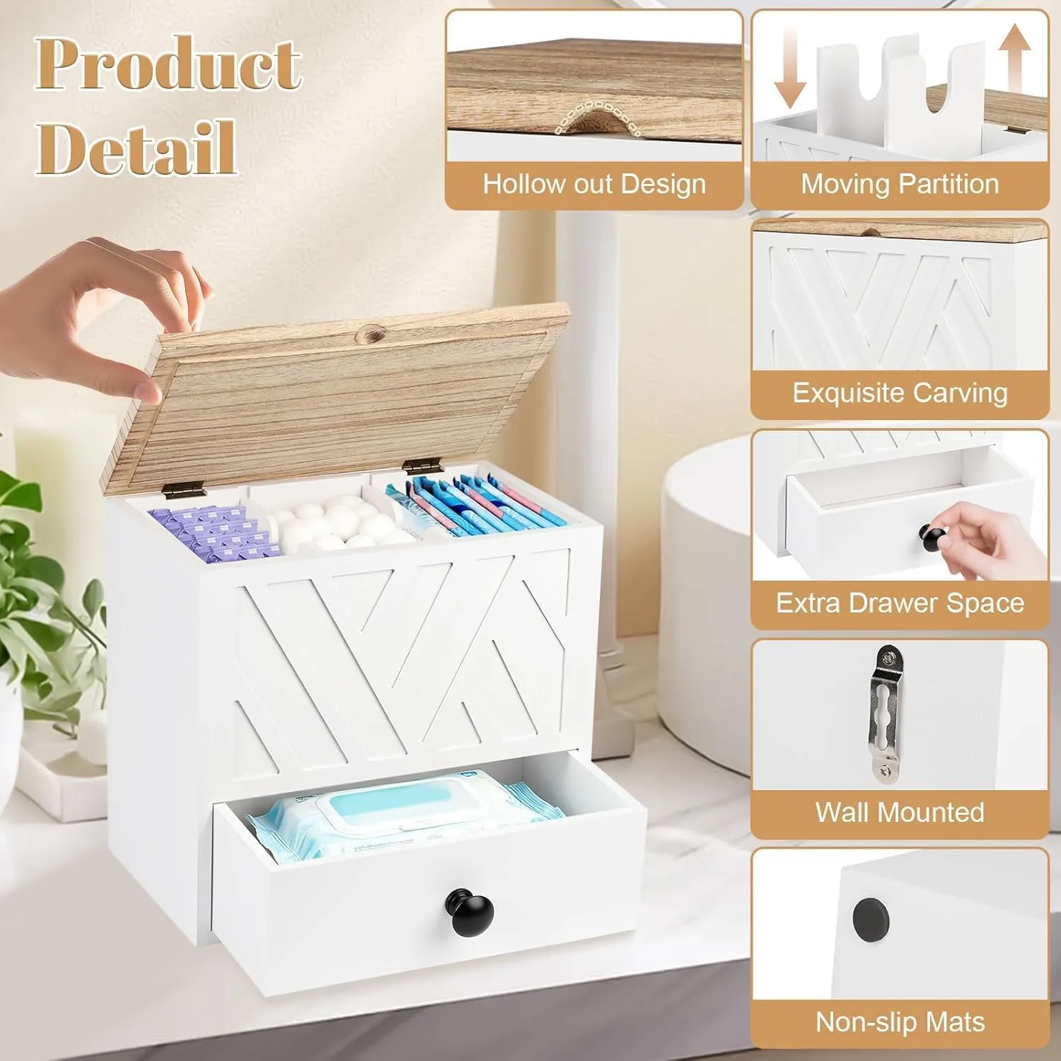 Two-Tier Wooden Bathroom Organizer