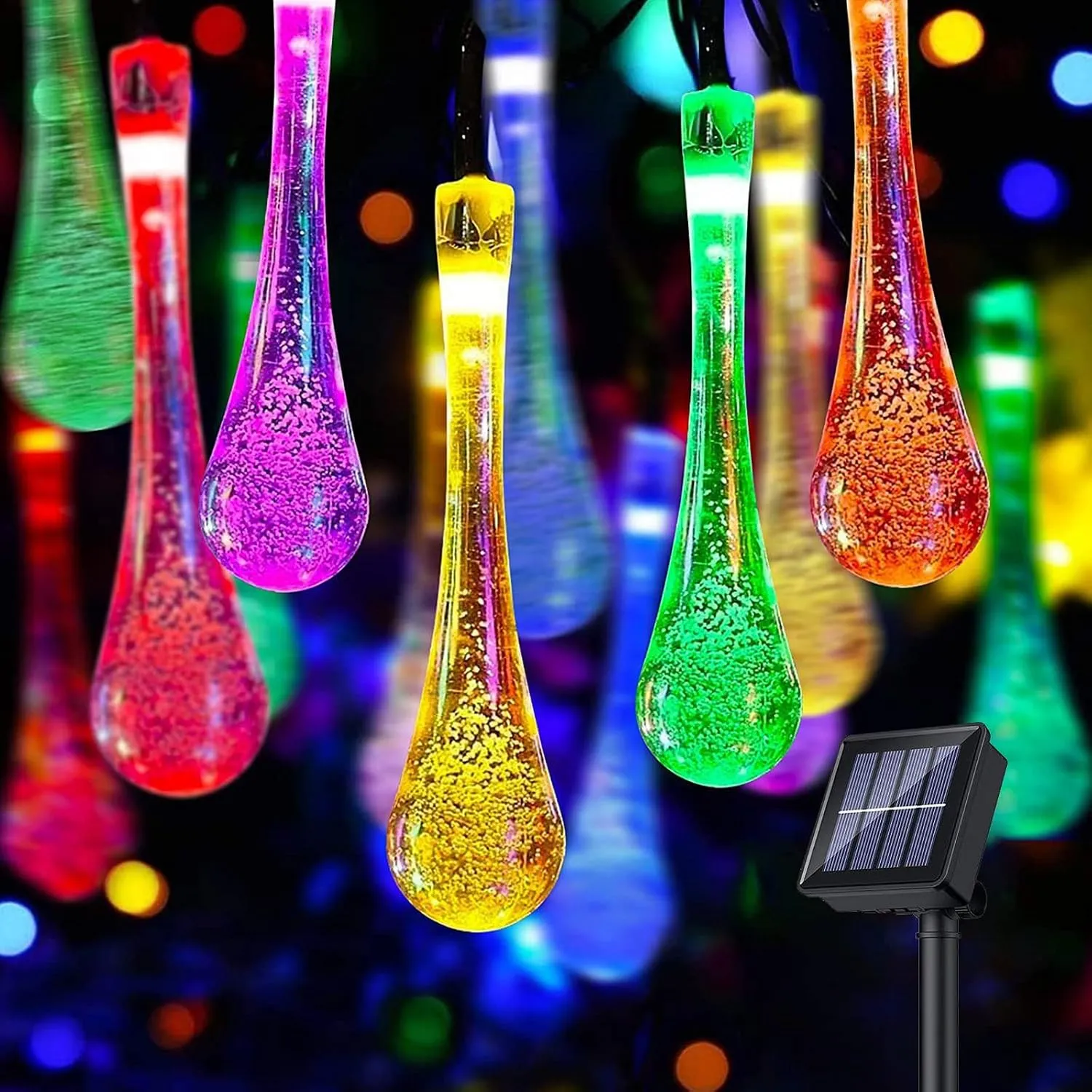 Solar Teardrop Bubble String Lights - 16.4 ft, 20 Multicolor Lights