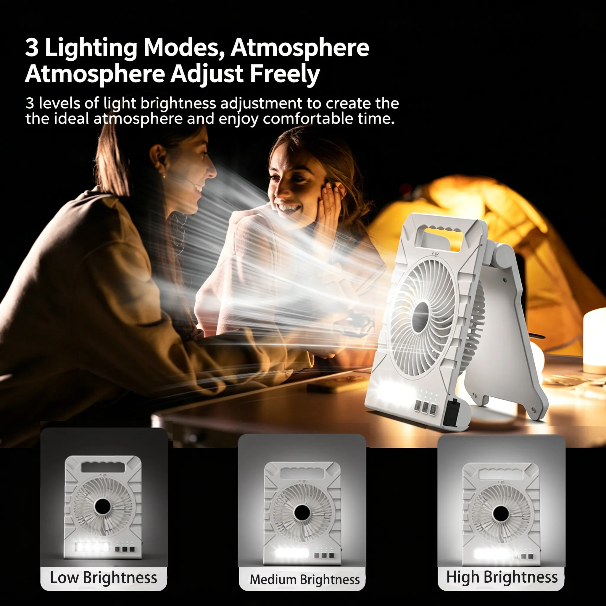 🌬️3-in-1 Solar LED Fan with Power Bank