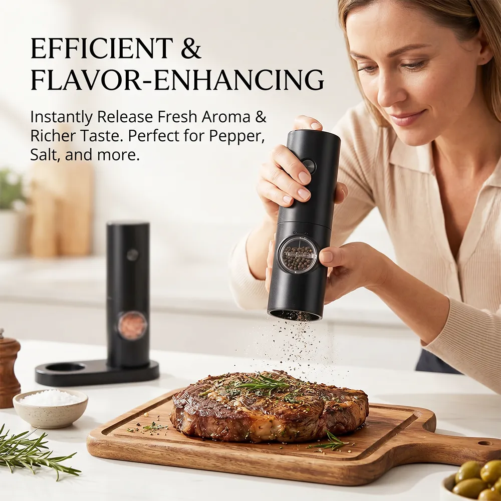 🧂⚡Electric Salt & Pepper Grinder Set – 2 Pack Automatic Spice Mills
