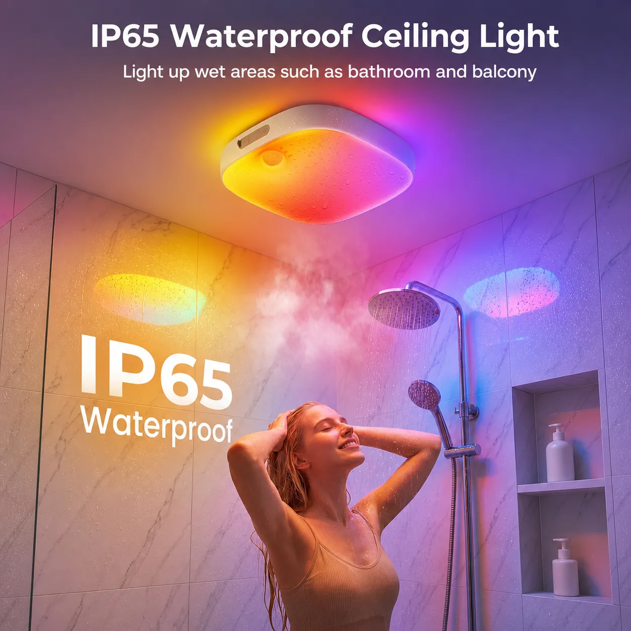 Rechargeable RGB Shower Light with Motion Sensor & Remote