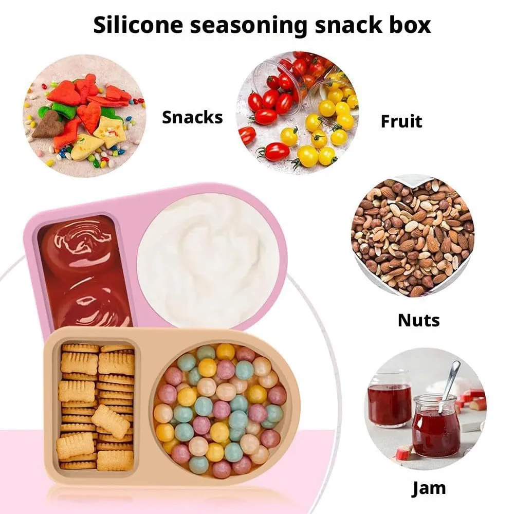 🥗Reusable Silicone Snack Box – Double Compartment Mini Food Storage Container