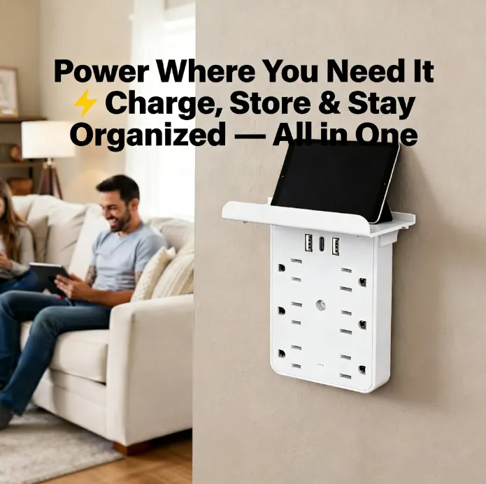 Desktop Power Strip with Panel: Hide messy cables and keep all your devices organized in one sleek hub 🔌📦