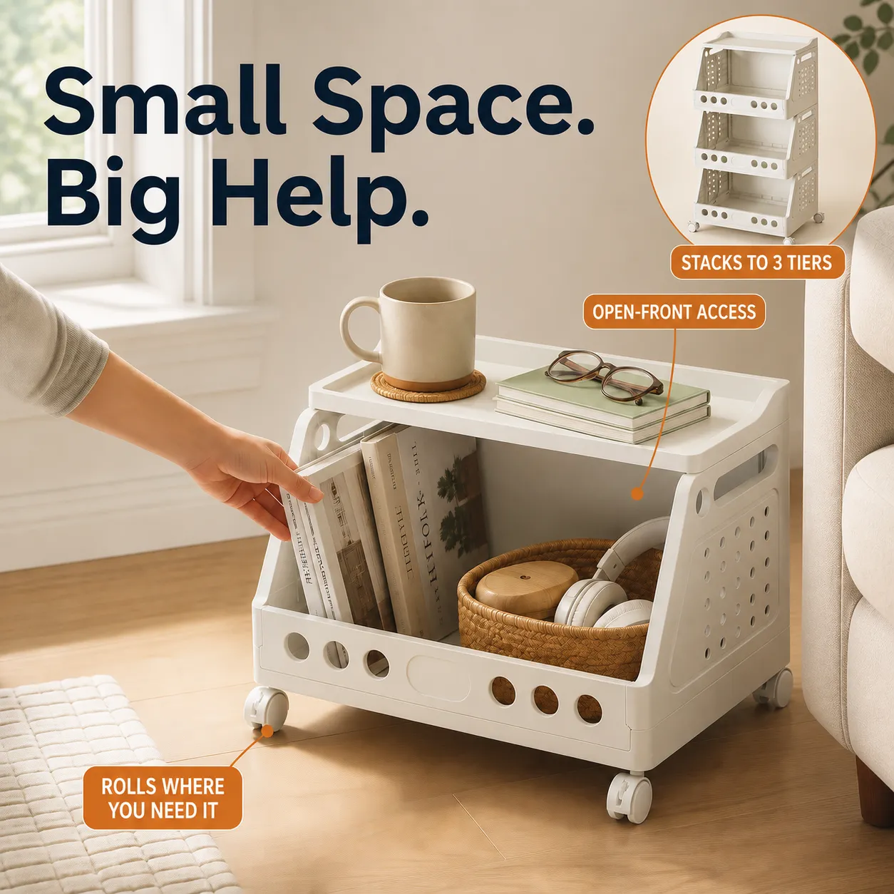 Stack & Roll Easy-Access Storage Cart
