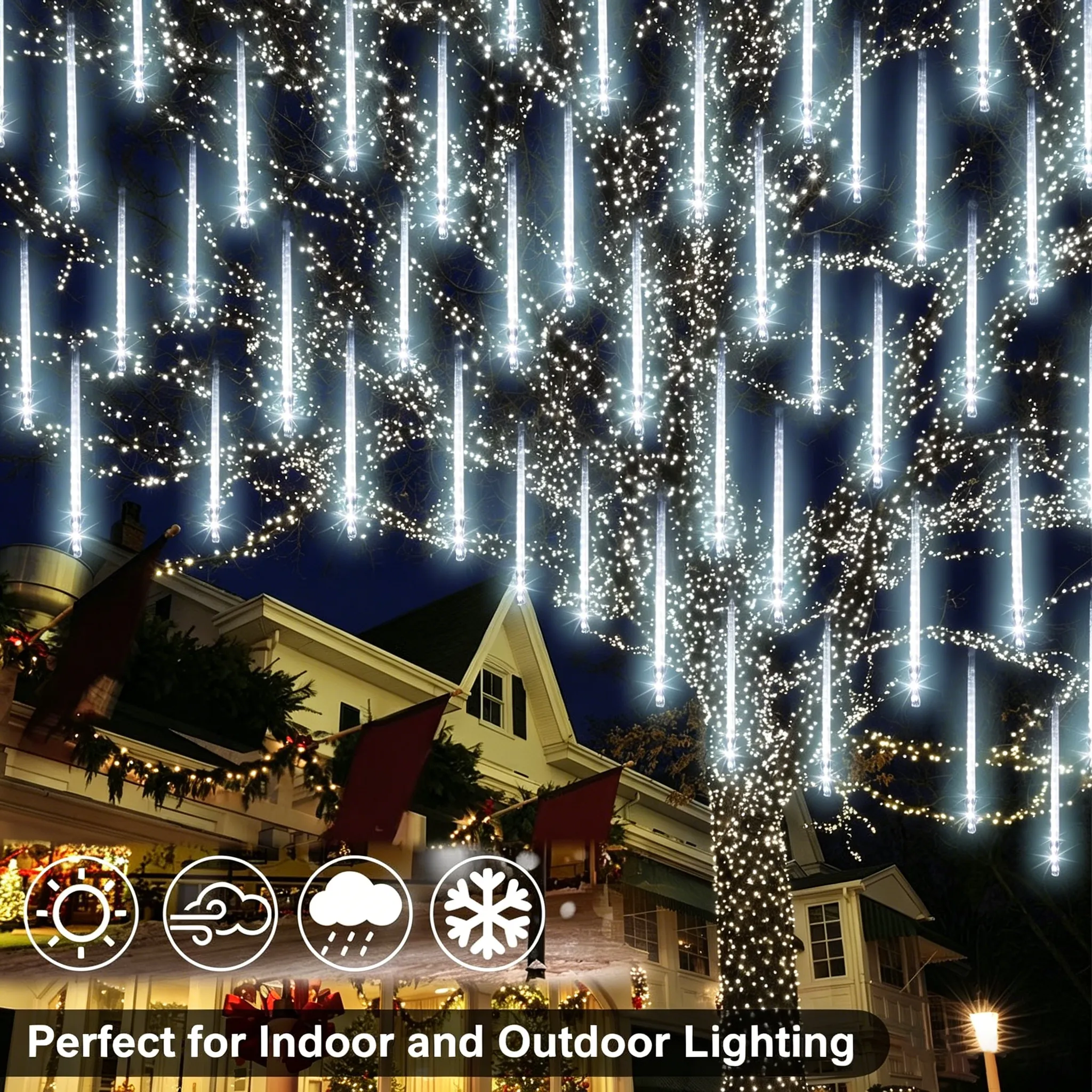 ✨ Meteor Shower LED Light Strings – Waterproof Outdoor Falling Rain Lights