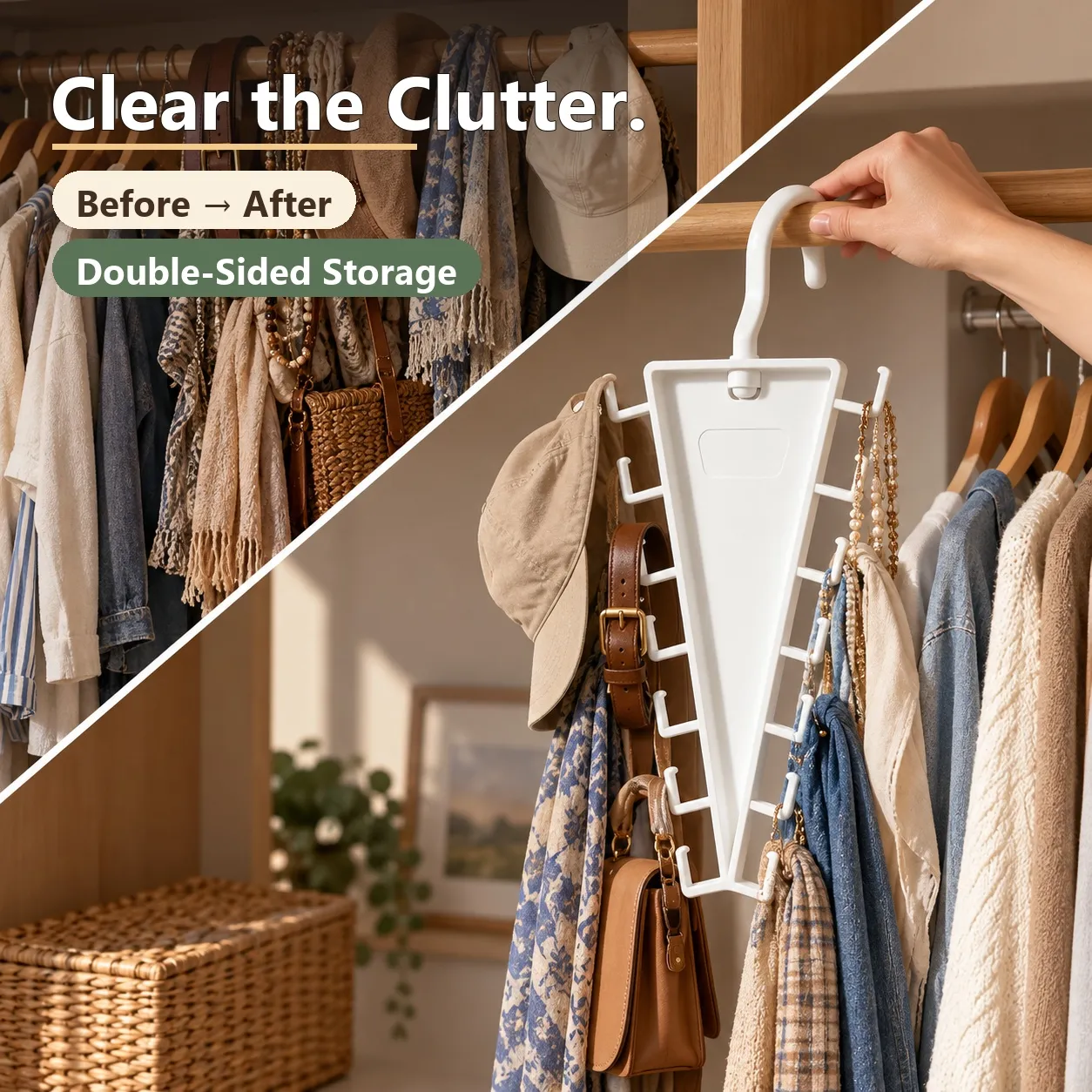 12-Hook V-Shaped Closet Organizer