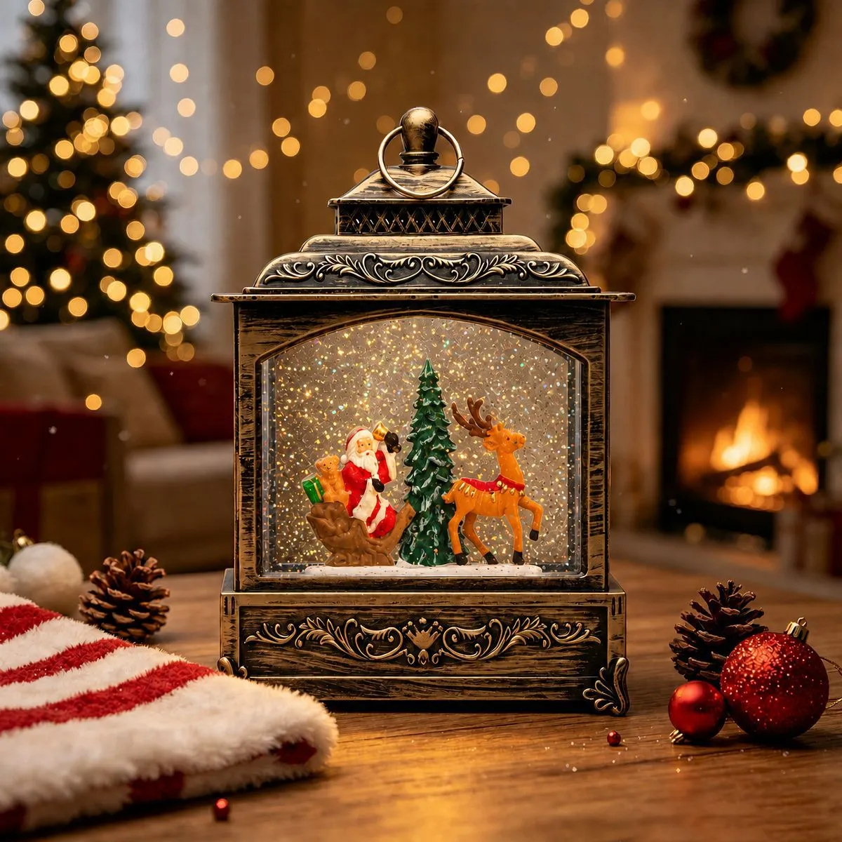 Christmas Musical Swirling Snow Lantern