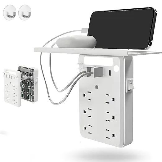 Desktop Power Strip with Panel: Hide messy cables and keep all your devices organized in one sleek hub 🔌📦