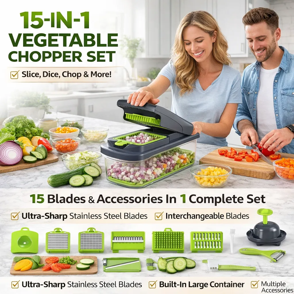 🥗 15-in-1 Vegetable Chopper 🔥