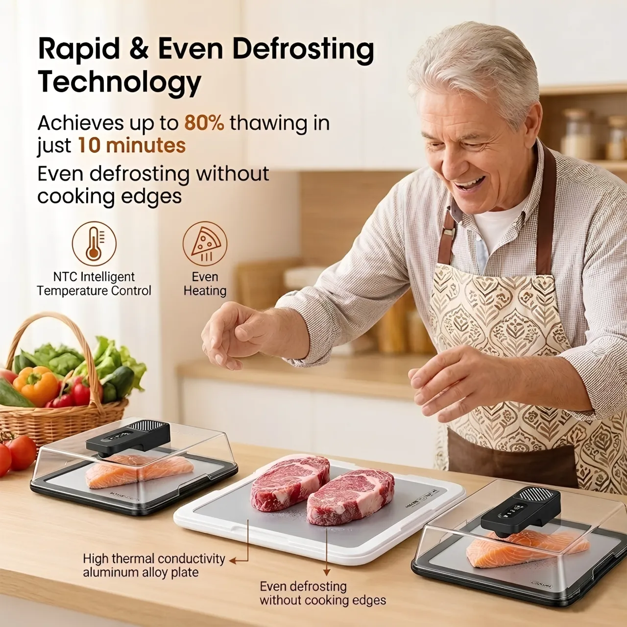 🥩 Smart Defrosting Tray Box with Lid