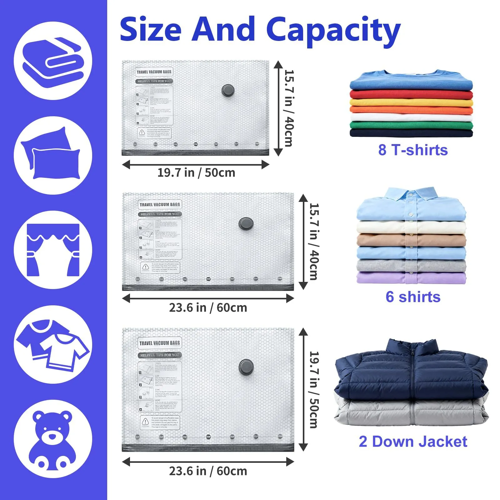 Vacuum Storage Bags: Pack two weeks of clothing into one carry-on by removing bulky air in seconds. 🧳