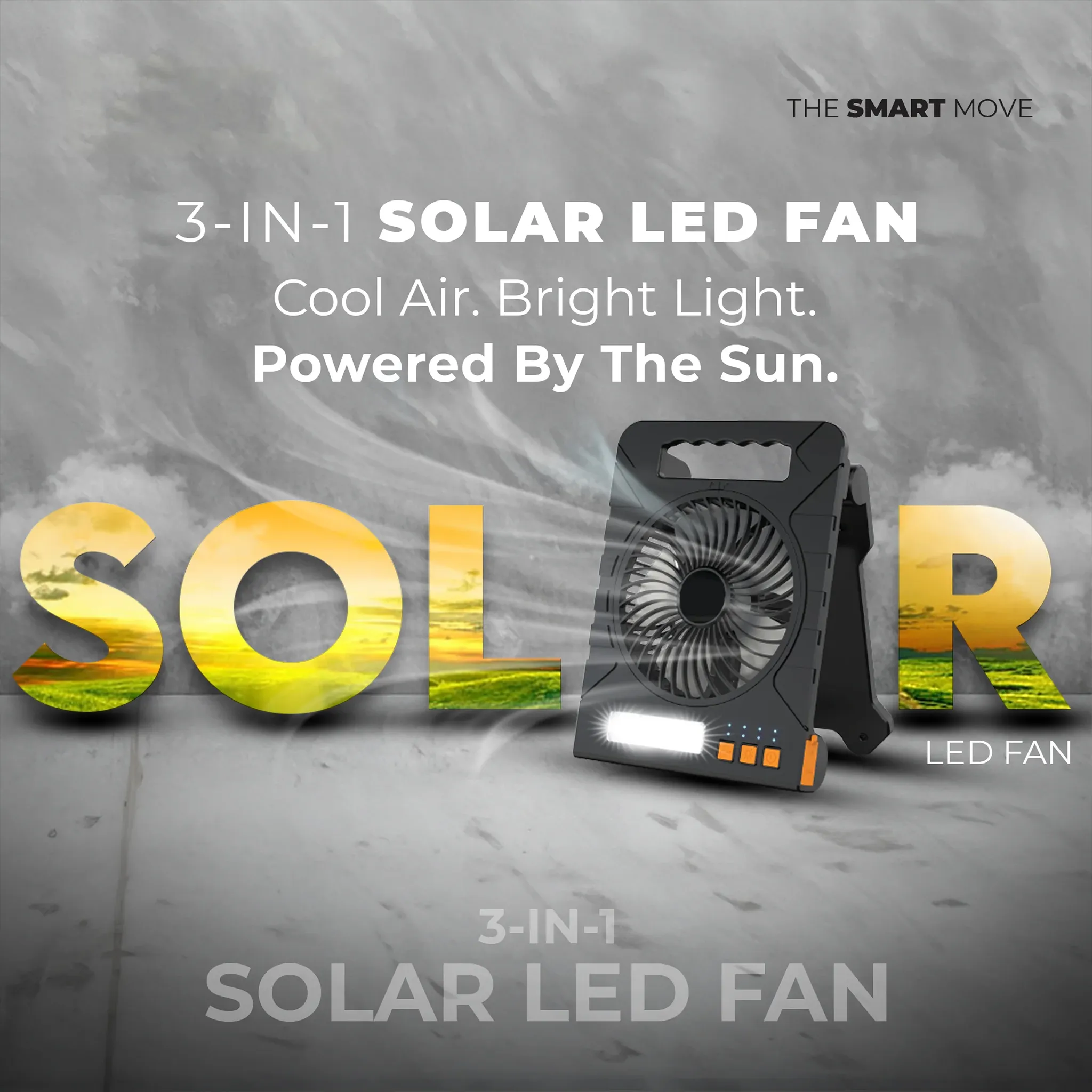 🌬️3-in-1 Solar LED Fan with Power Bank