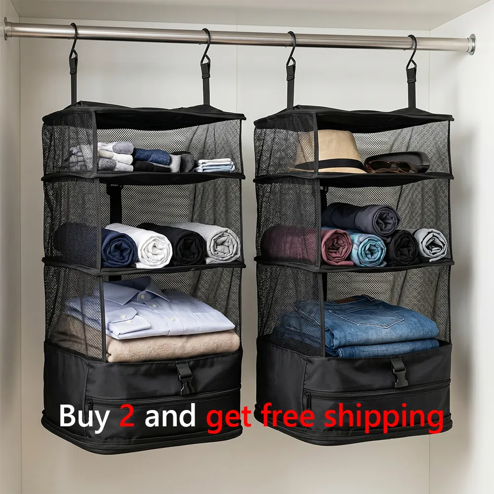🧳 Travel Hanging Closet Organizer Bag with Hooks & Compression Straps