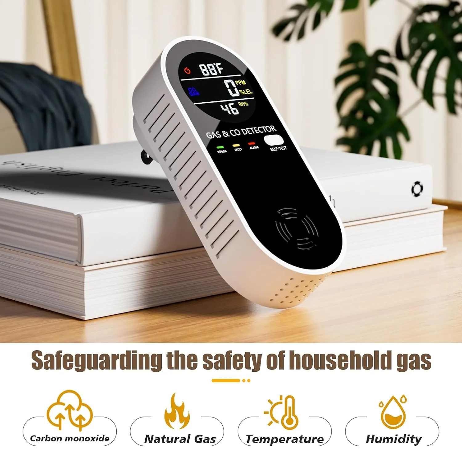 🔥 Plug-In Gas Leak Detector with Temperature & Humidity Monitor