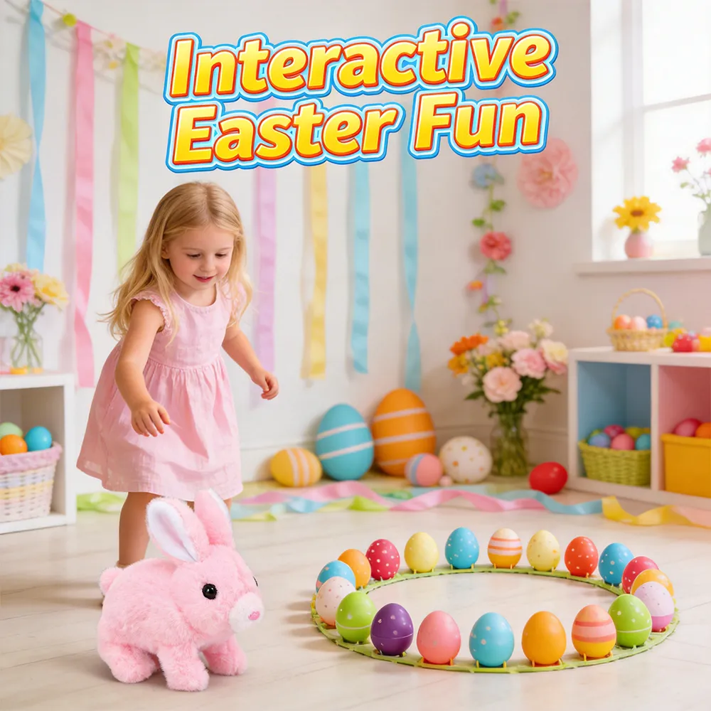 🐰 Interactive rabbit plush toy with 🎁 3D Printed Easter Bunny Egg Fidget Toy