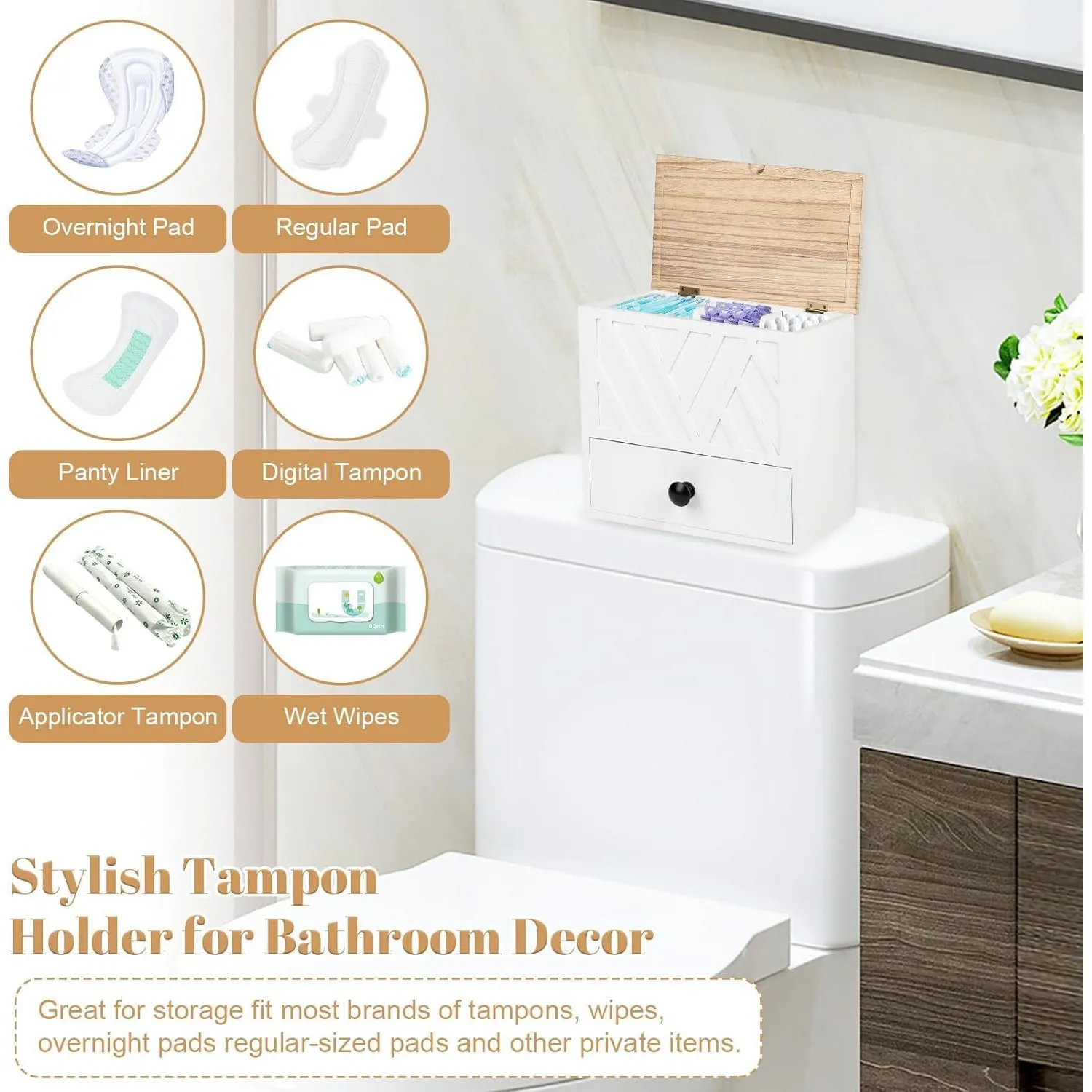 Two-Tier Wooden Bathroom Organizer