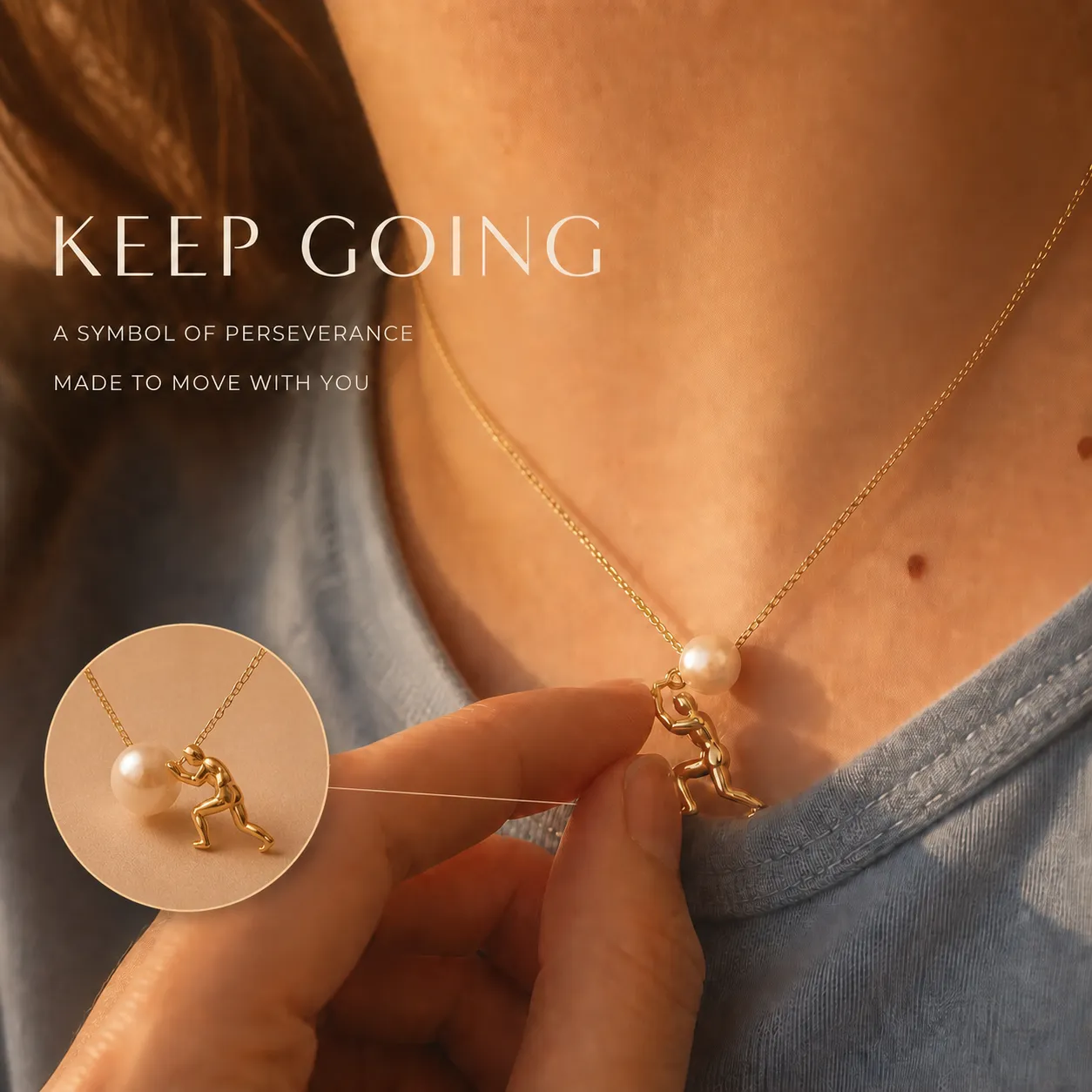 Keep Going Pearl Pendant Necklace