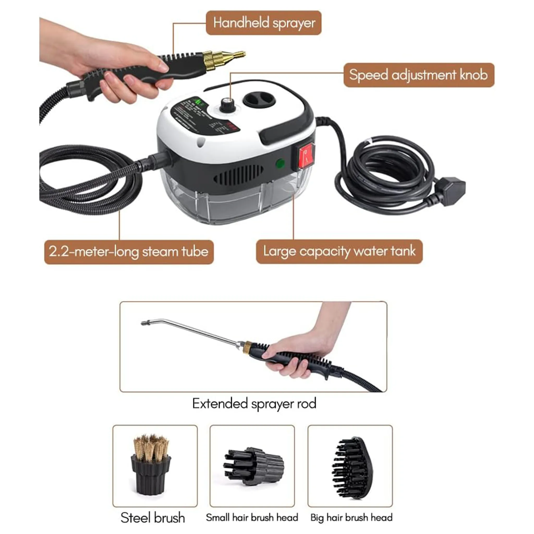 💨 High Pressure Steam Cleaner (2500W)