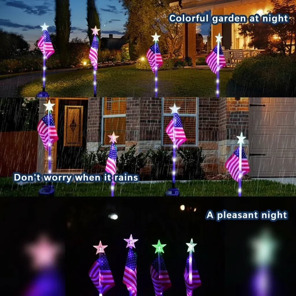🇺🇸 LED Flag Solar Lights