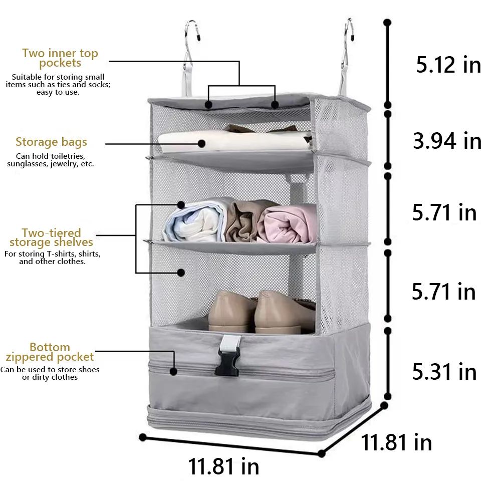 🧳 Travel Hanging Closet Organizer Bag with Hooks & Compression Straps
