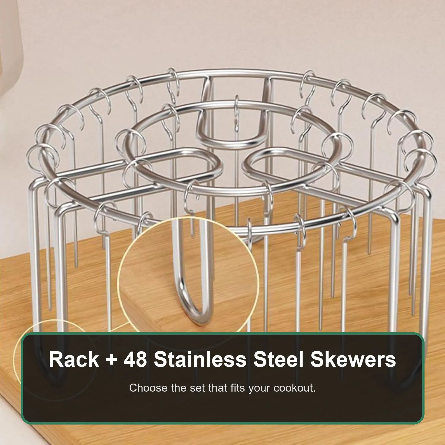 360° Even-Heat Stainless Steel Skewer Rack
