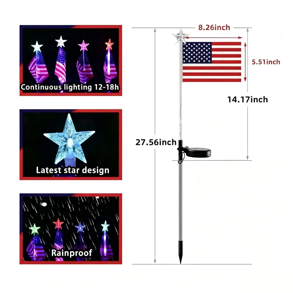 🇺🇸 LED Flag Solar Lights